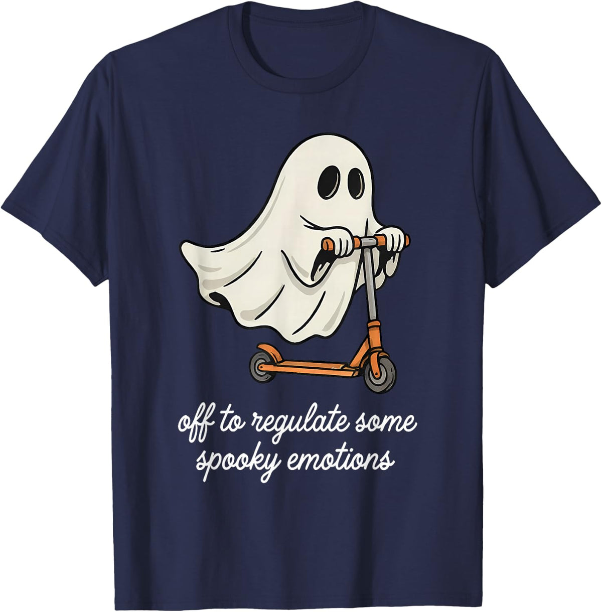 Therapist Off to Regulate Some Spooky Emotions Halloween T-Shirt - Navy Blue