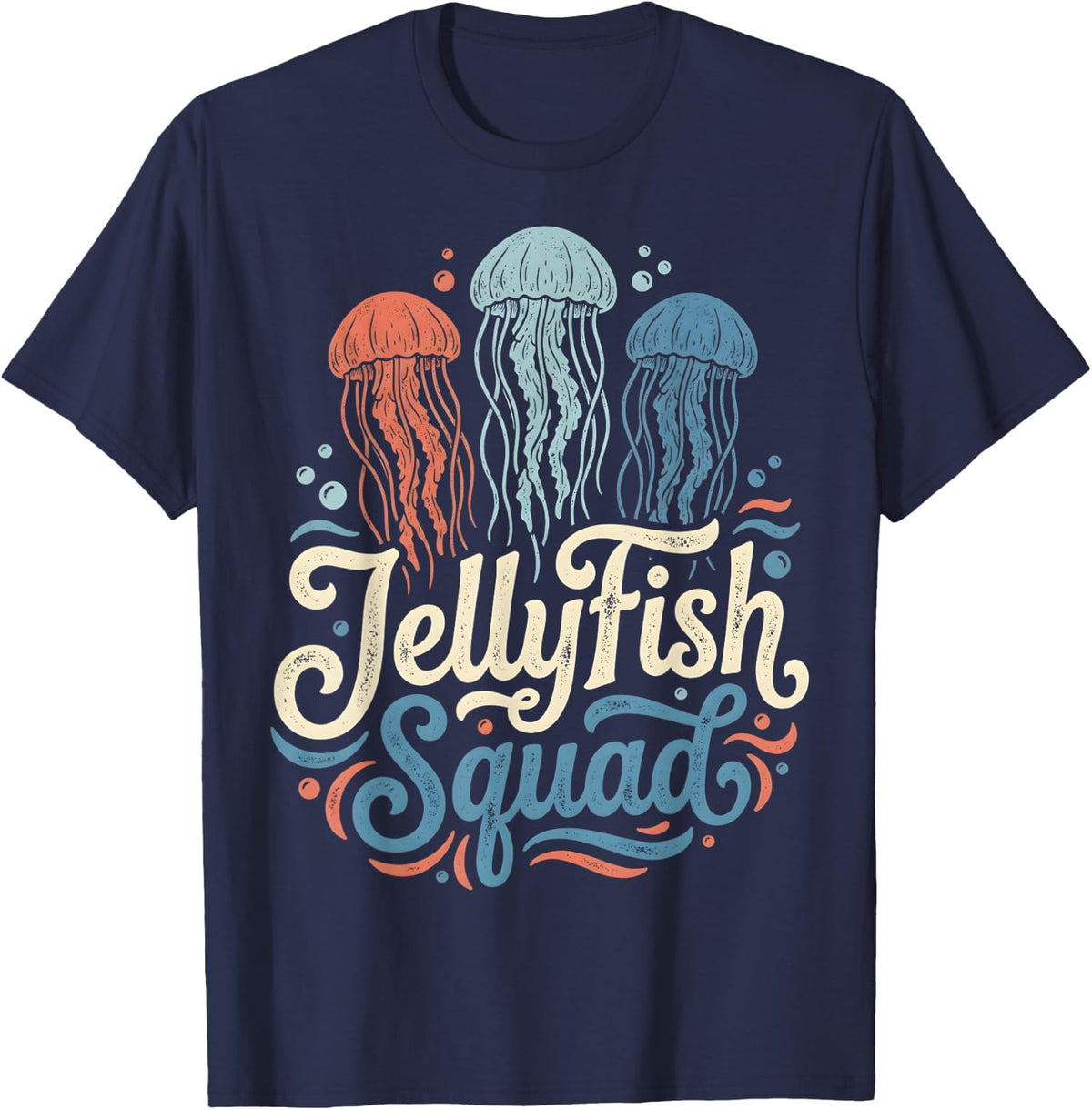 Jellyfish Squad Ocean Jellyfish Lover Sea Vintage T-Shirt - Navy Blue
