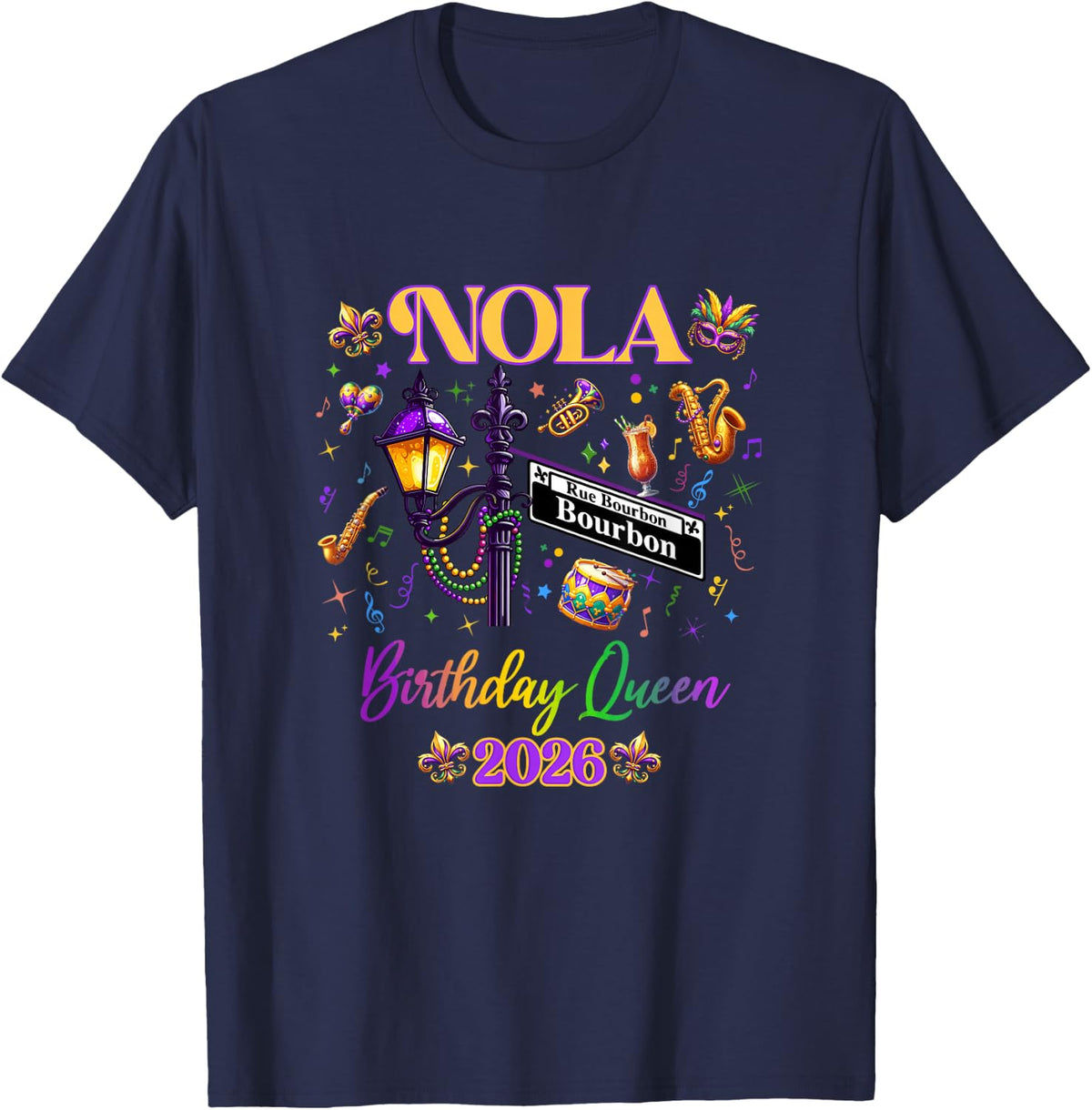 New Orleans Nola 2026 Girls' Birthday Bachelorette T-Shirt - Navy Blue