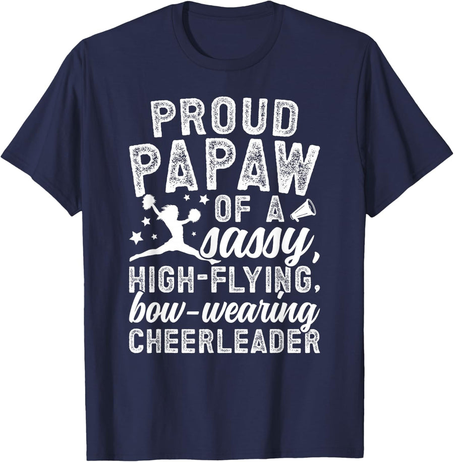Proud Papaw of A Cheerleader Papaw Cheer Papaw T-Shirt - Navy Blue