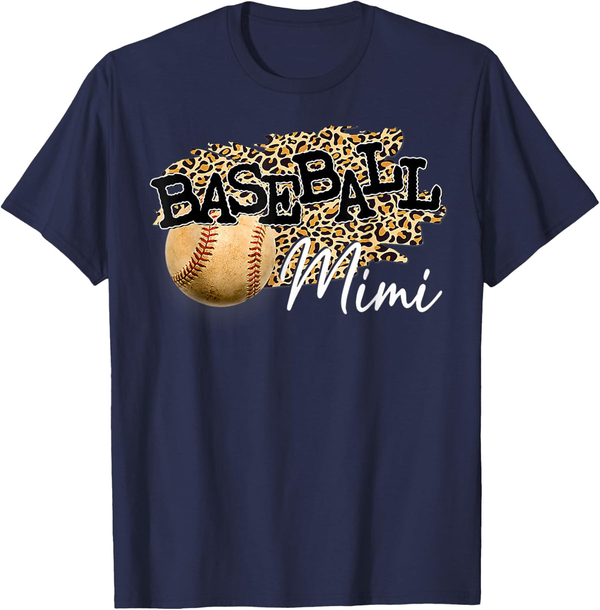 Leopard Mimi Of Both Baseball Softball Grandma Mother's Day T-Shirt - Navy Blue