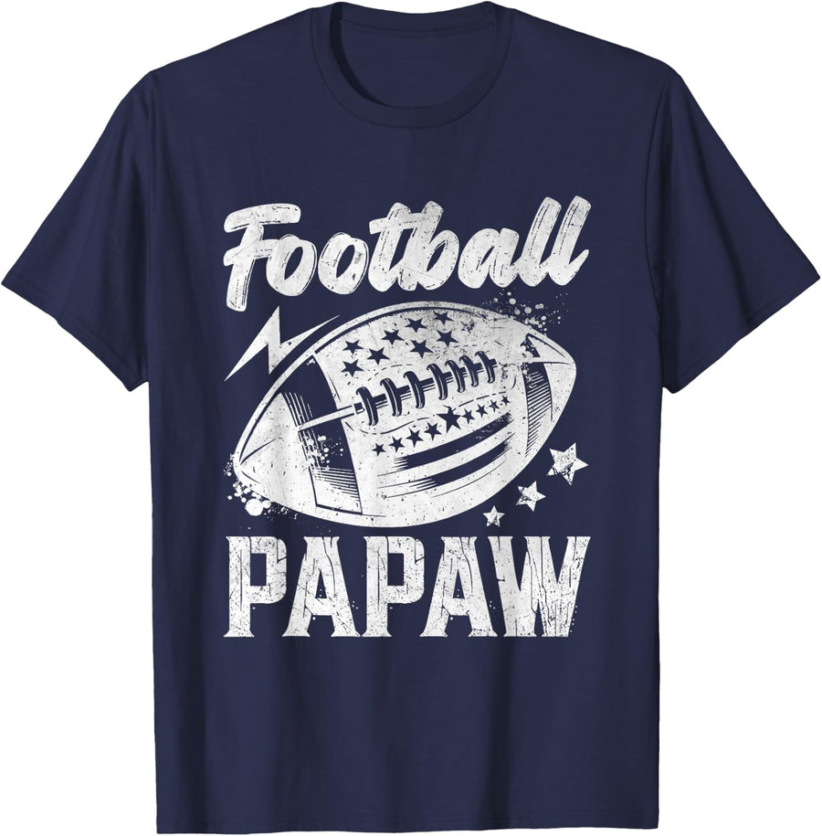 Vintage Football Papaw Gifts For Father's Day Dad Grandpa T-Shirt - Navy Blue