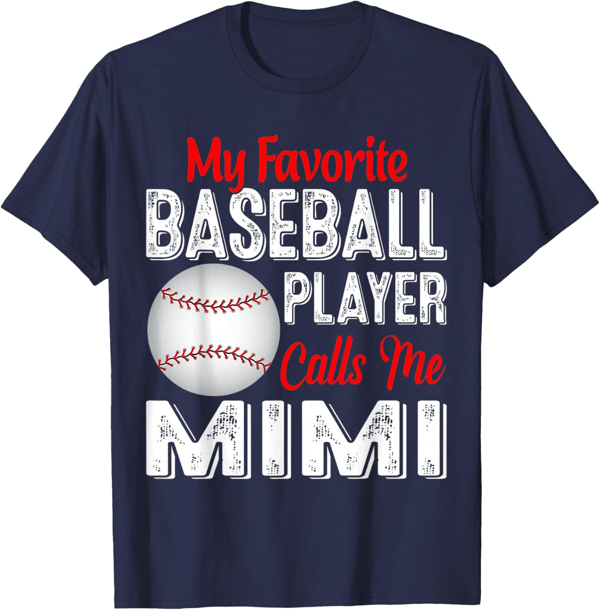My Favorite Baseball Player Calls Me Mimi Shirt Womens T-Shirt - Navy Blue