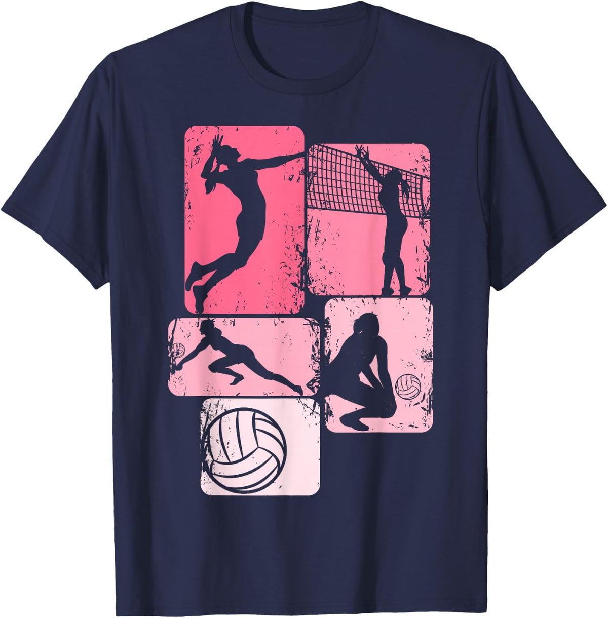 Volleyball Girls Women Youth Girl Player T-Shirt - Navy Blue