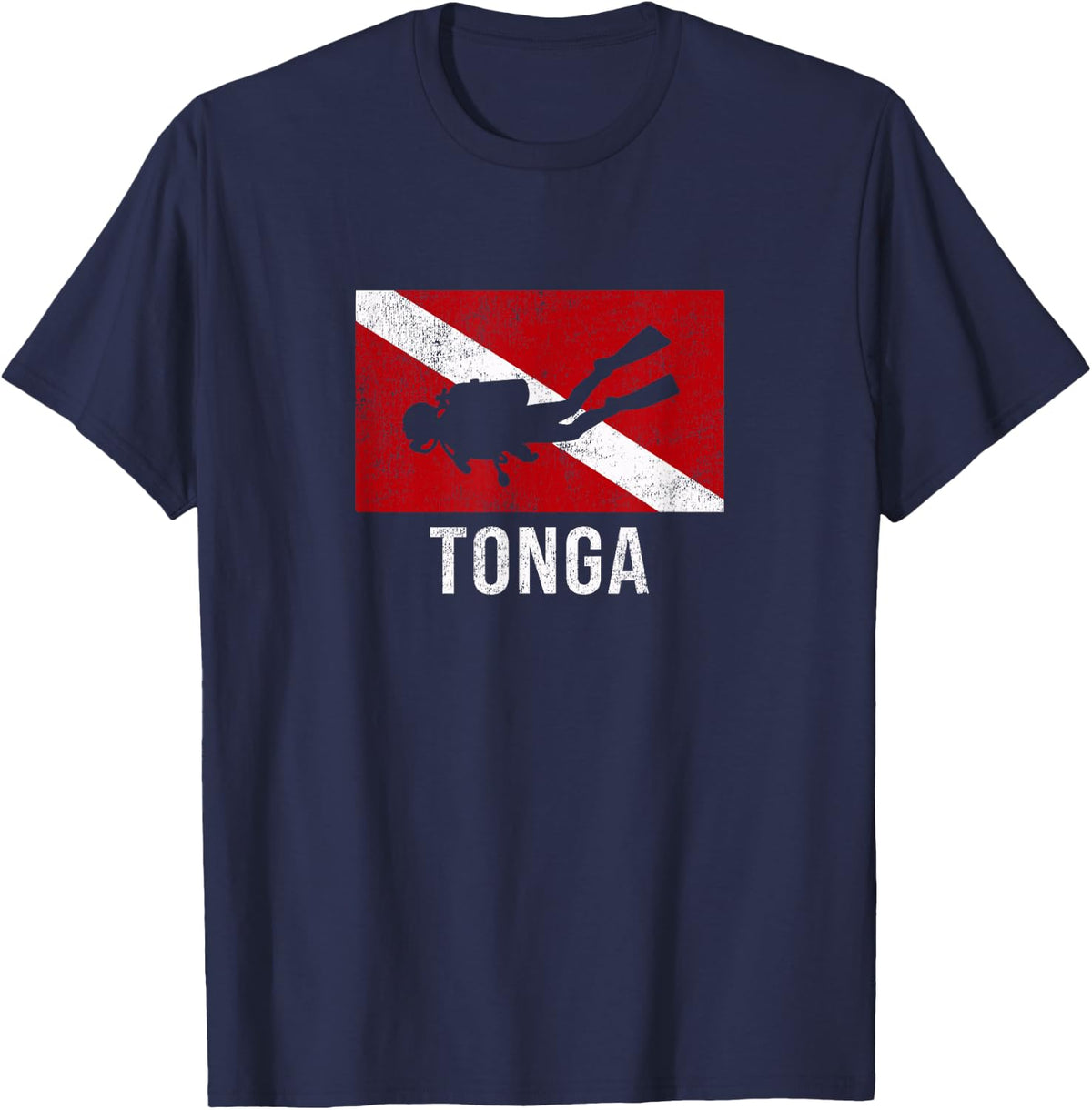 Tonga Scuba Diving Diver Dive Flag Gift T-Shirt - Navy Blue