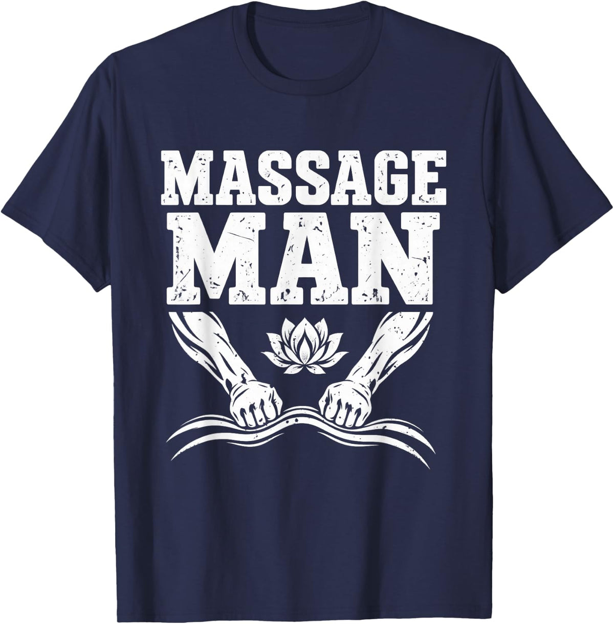 Distressed Massage Man Male Therapist Bodywork T-Shirt - Navy Blue