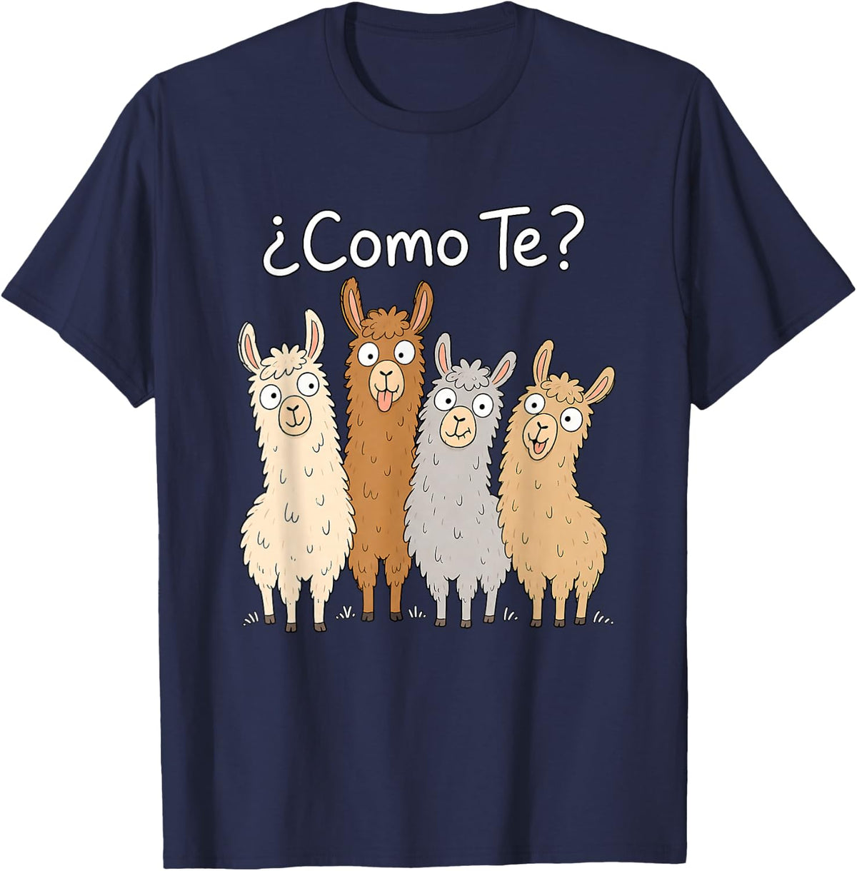 Como Te Llama, Llama Learn Spanish Teacher Student Espanol T-Shirt - Navy Blue