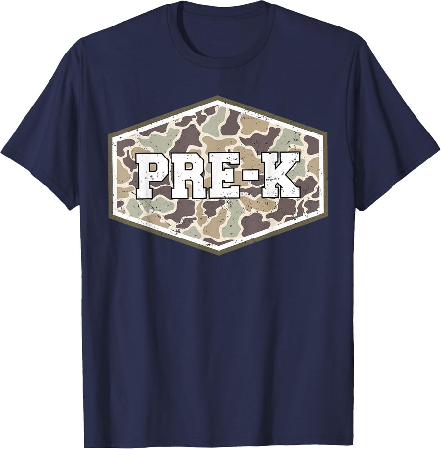 Camo Pre-K Boy Hello Pre K Students Teachers T-Shirt - Navy Blue