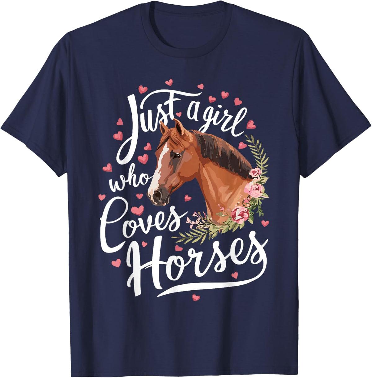 Just A Girl Who Loves Horses Horse T-Shirt - Navy Blue