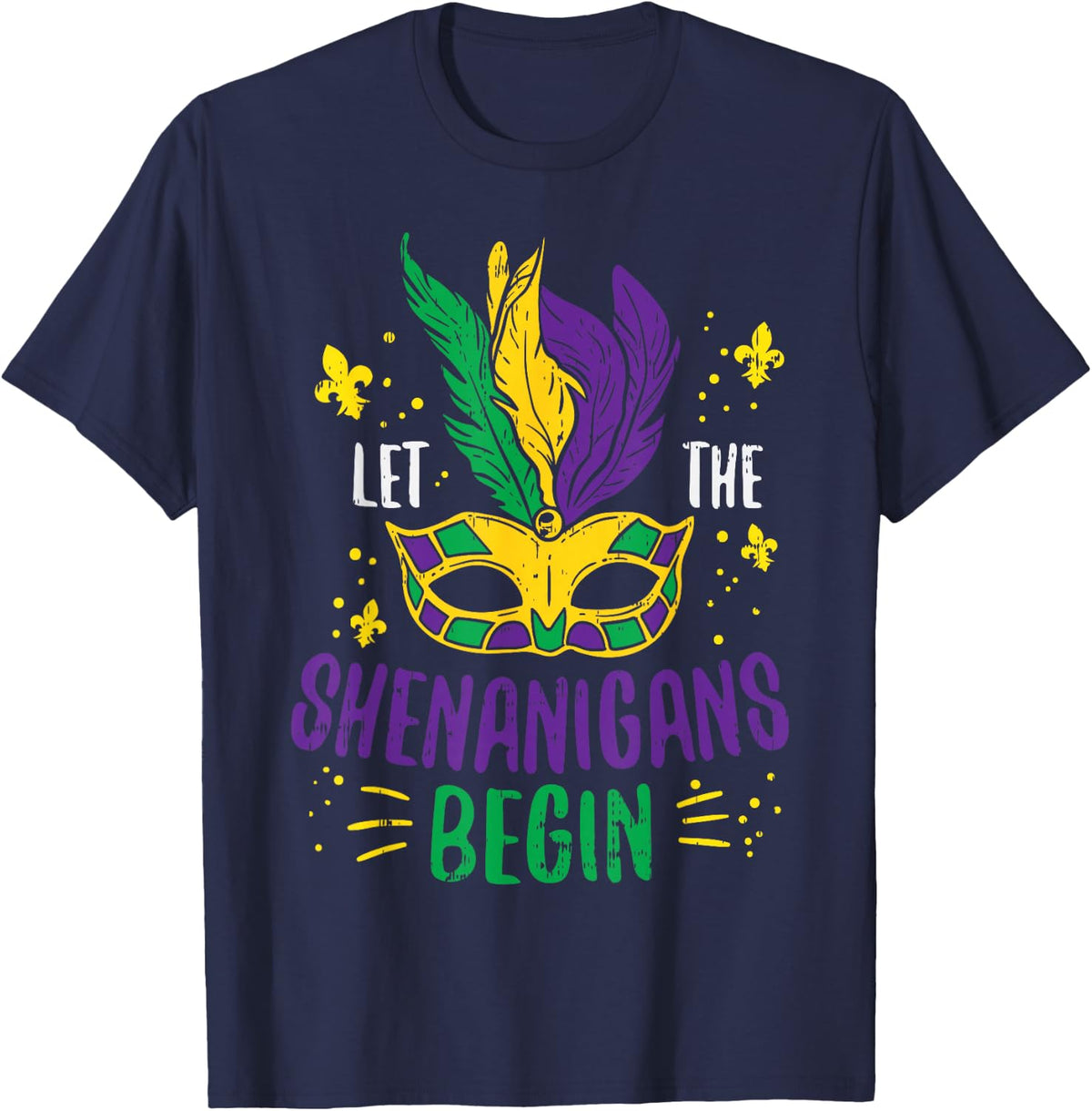 Let The Shenanigans Begin Jester Funny Mardi Gras Carnival T-Shirt - Navy Blue