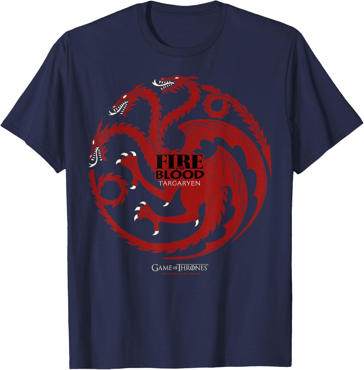 Game of Thrones Fire and Blood Targaryen Sigil T-Shirt - Navy Blue
