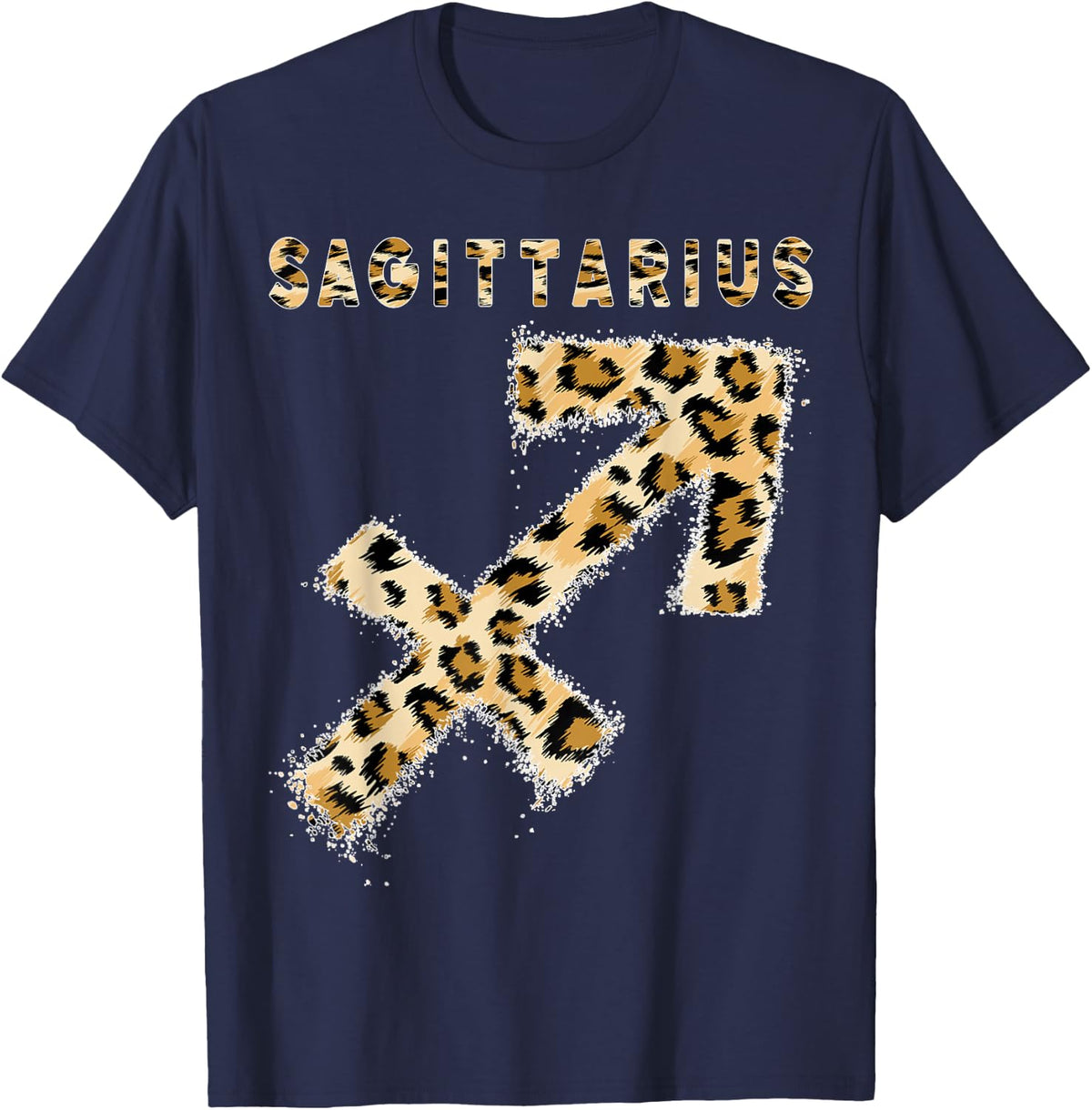 Sagittarius Leopard Zodiac Sign Astrology Horoscope Birthday T-Shirt - Navy Blue