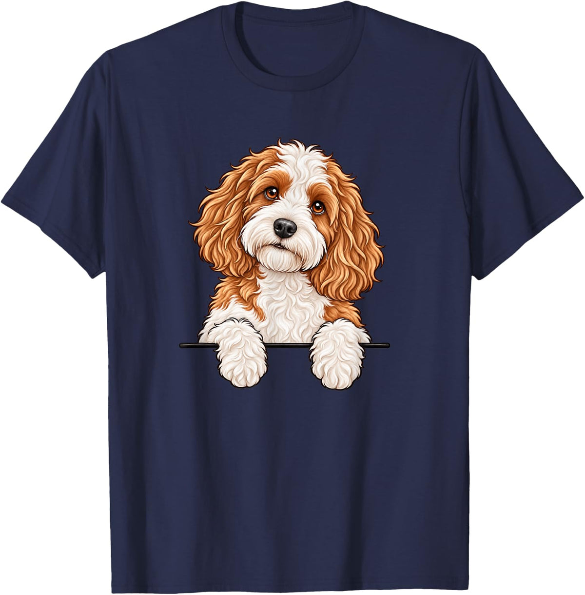 Womens Moms Orange Parti Cockapoo Dog Mama Lover T-Shirt - Navy Blue