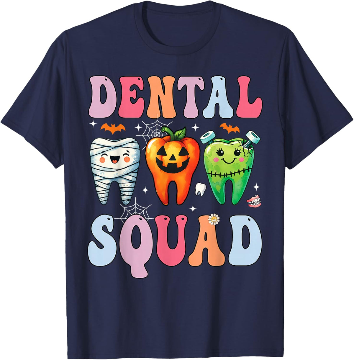 Dental Dentist Squad Funny Halloween Dental Team Costume T-Shirt - Navy Blue