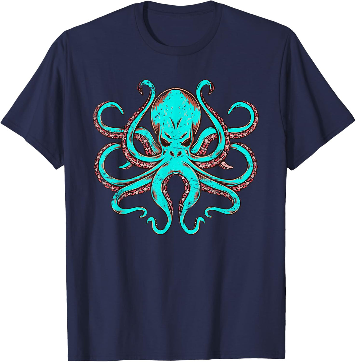 Animal Print Octopus T-Shirt - Navy Blue