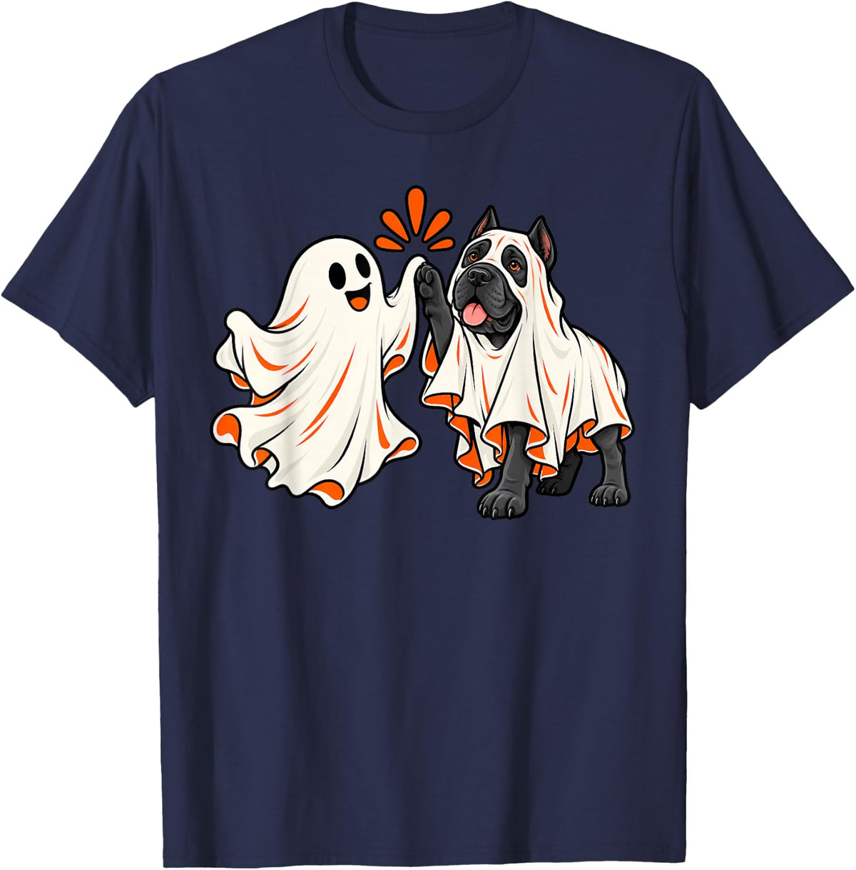 Spooky Ghost Cane Corso Dog Halloween Costume for Women Men T-Shirt - Navy Blue