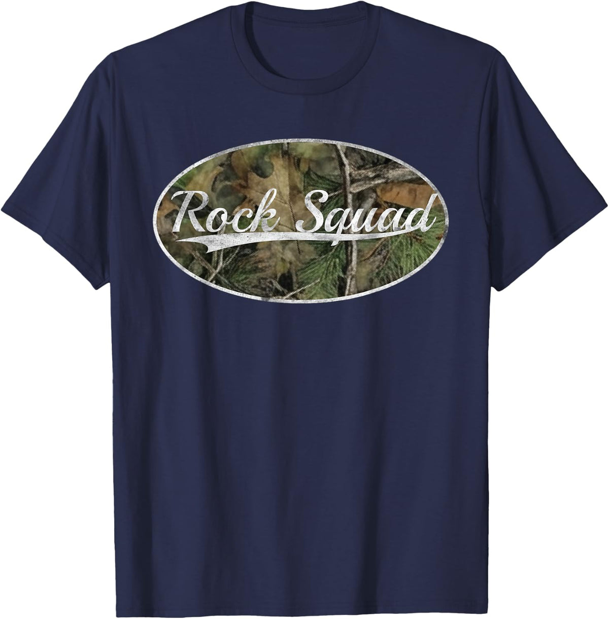 Rock Squad Classic Vintage Camouflage Style T-Shirt - Navy Blue