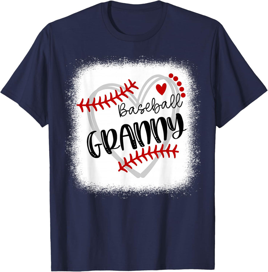 Personalized Baseball Heart Tee Cute Granny Women Baseball T-Shirt - Navy Blue