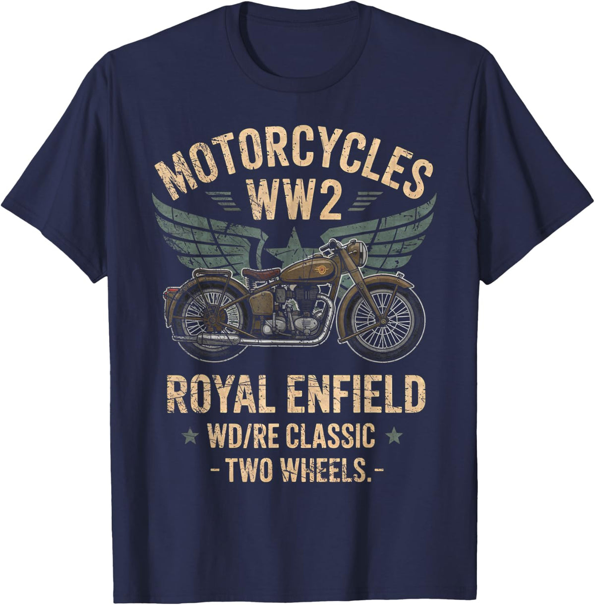 Royal Enfield WD/RE Classic Motorcycle WW2 T-Shirt - Navy Blue