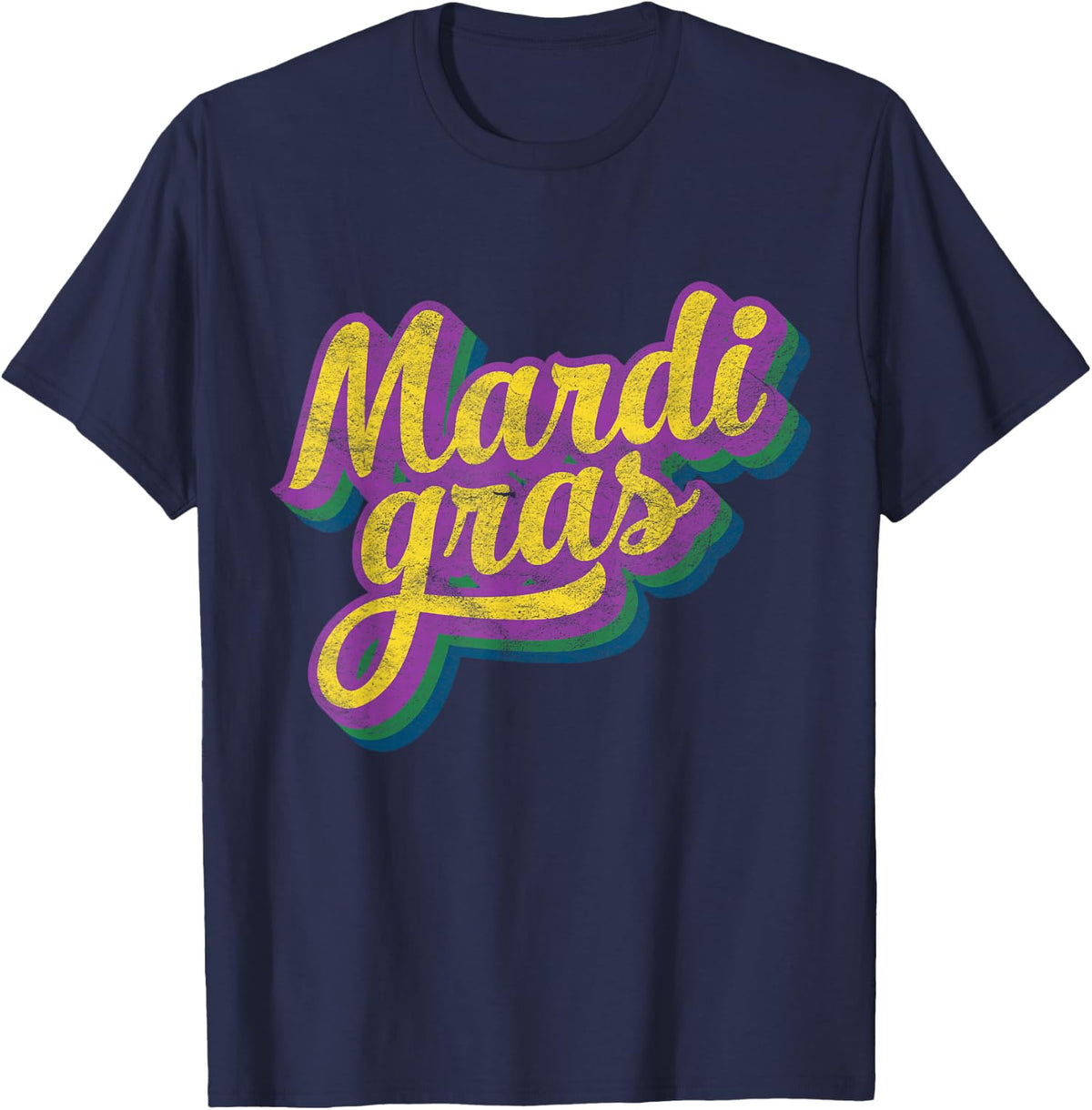 Vintage Mardi Gras Gift Retro Masquerade Costume Bead Parade T-Shirt - Navy Blue