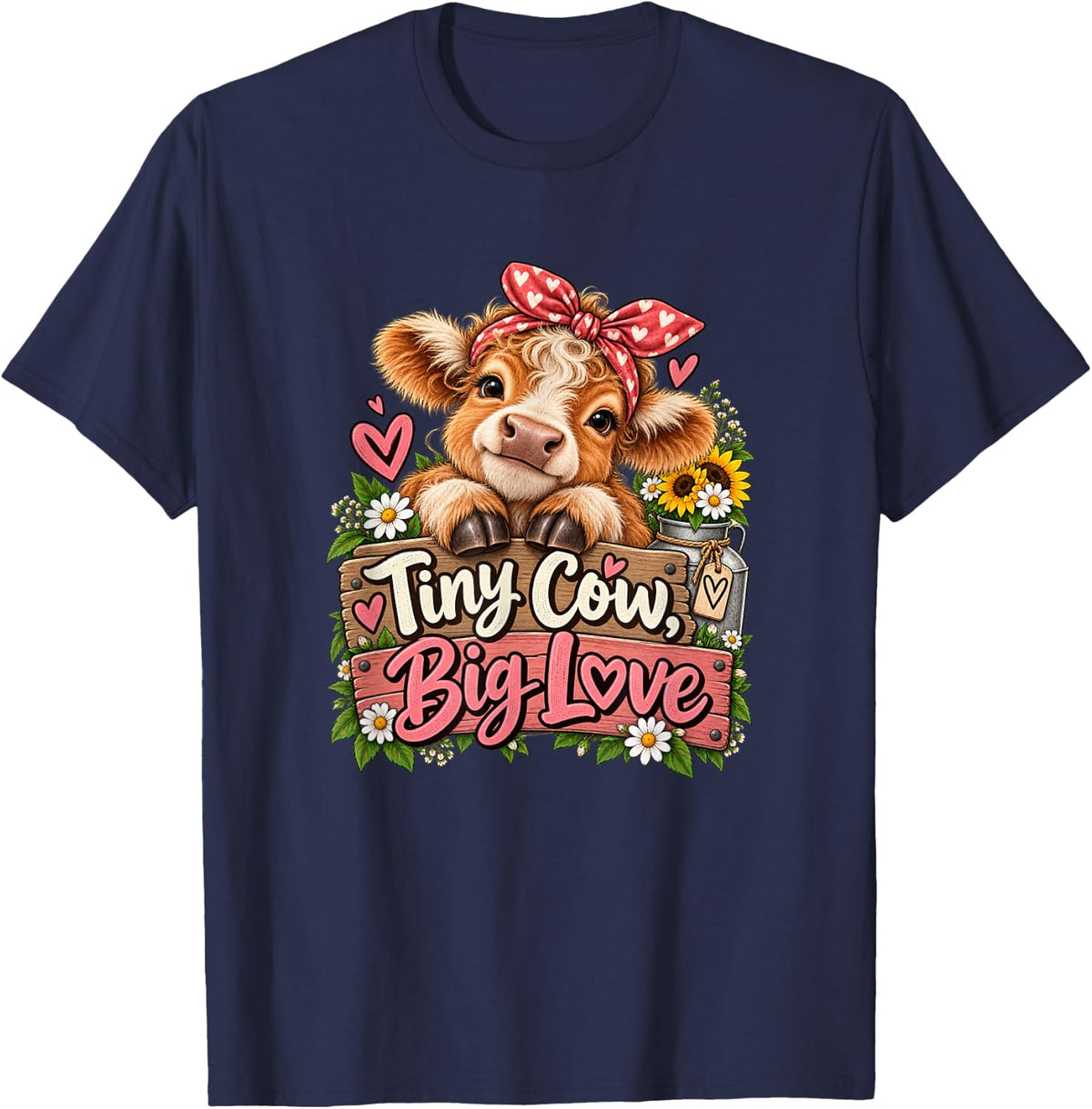 Tiny Cow Big Love Mini Lover Farm Life T-Shirt - Navy Blue