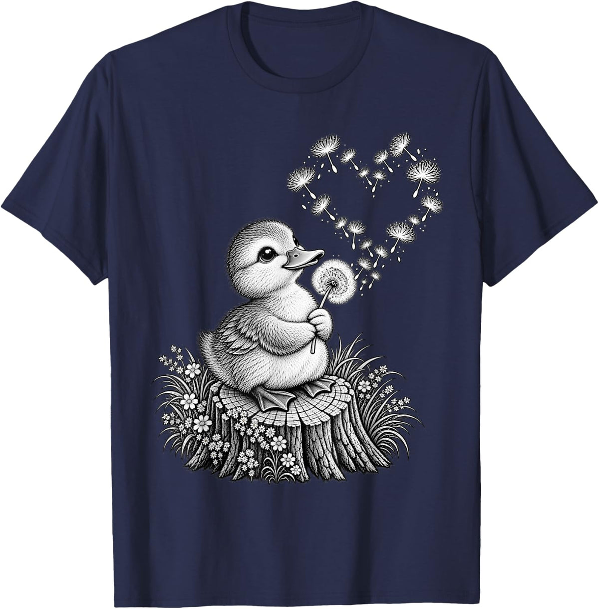 Duck Animal Art Portrait Wildlife Forest Duck Lover T-Shirt - Navy Blue