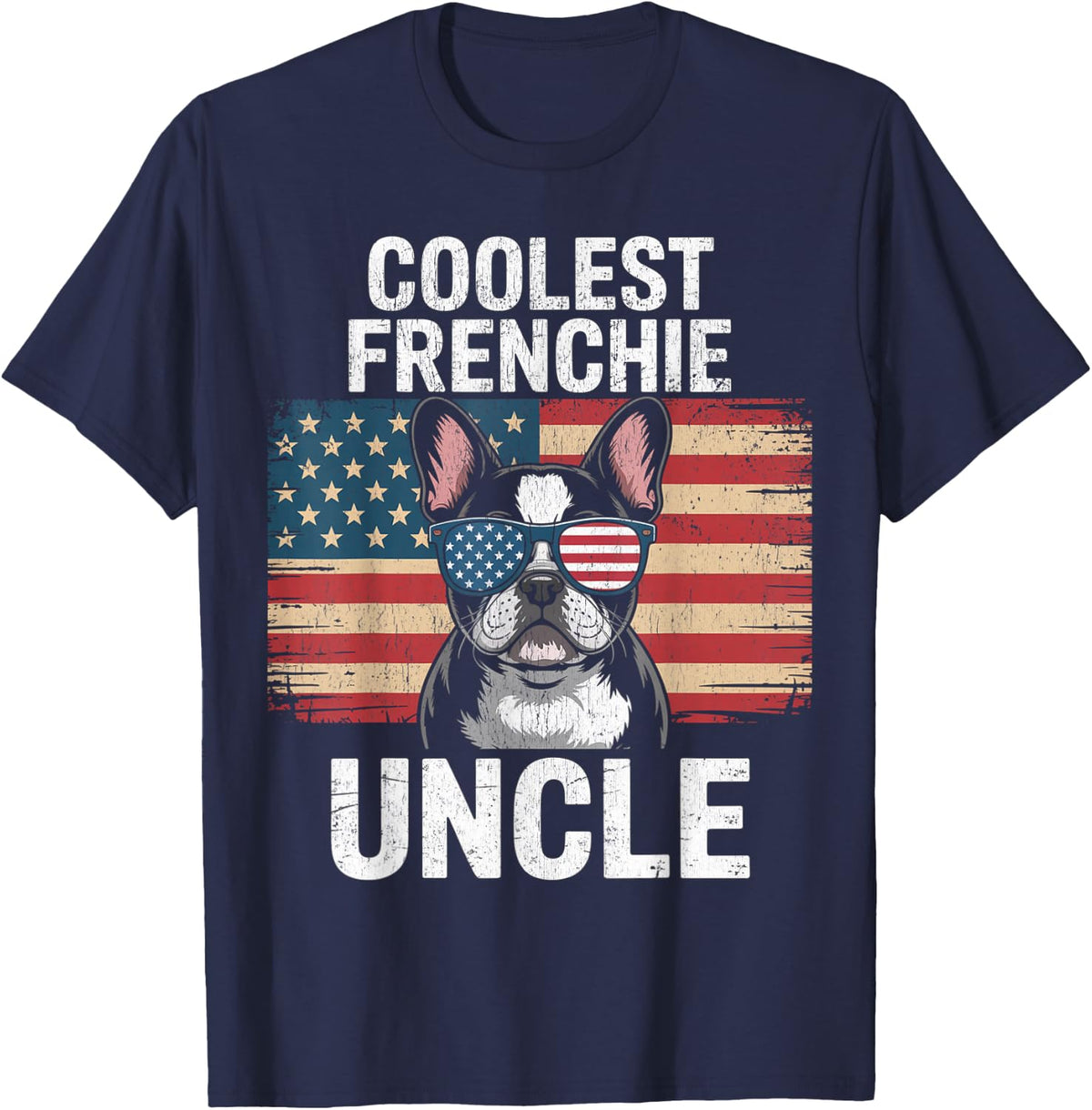 Funny French Bulldog tee Coolest Frenchie Uncle for Men T-Shirt - Navy Blue