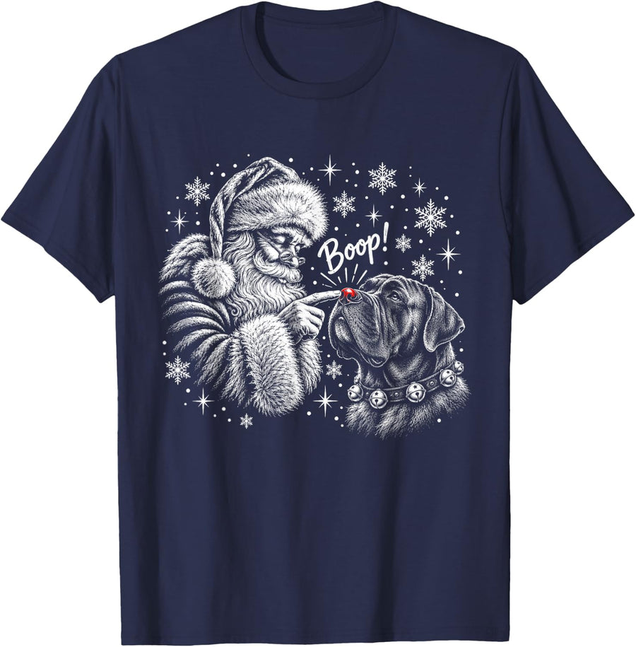 Cane Corso Santa Boo-p Nose Touch Christmas Dog Lover T-Shirt - Navy Blue