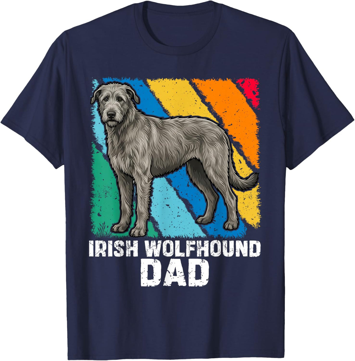 Dog Irish Wolfhound Dad - Vintage Irish Wolfhound Dad Men T-Shirt - Navy Blue