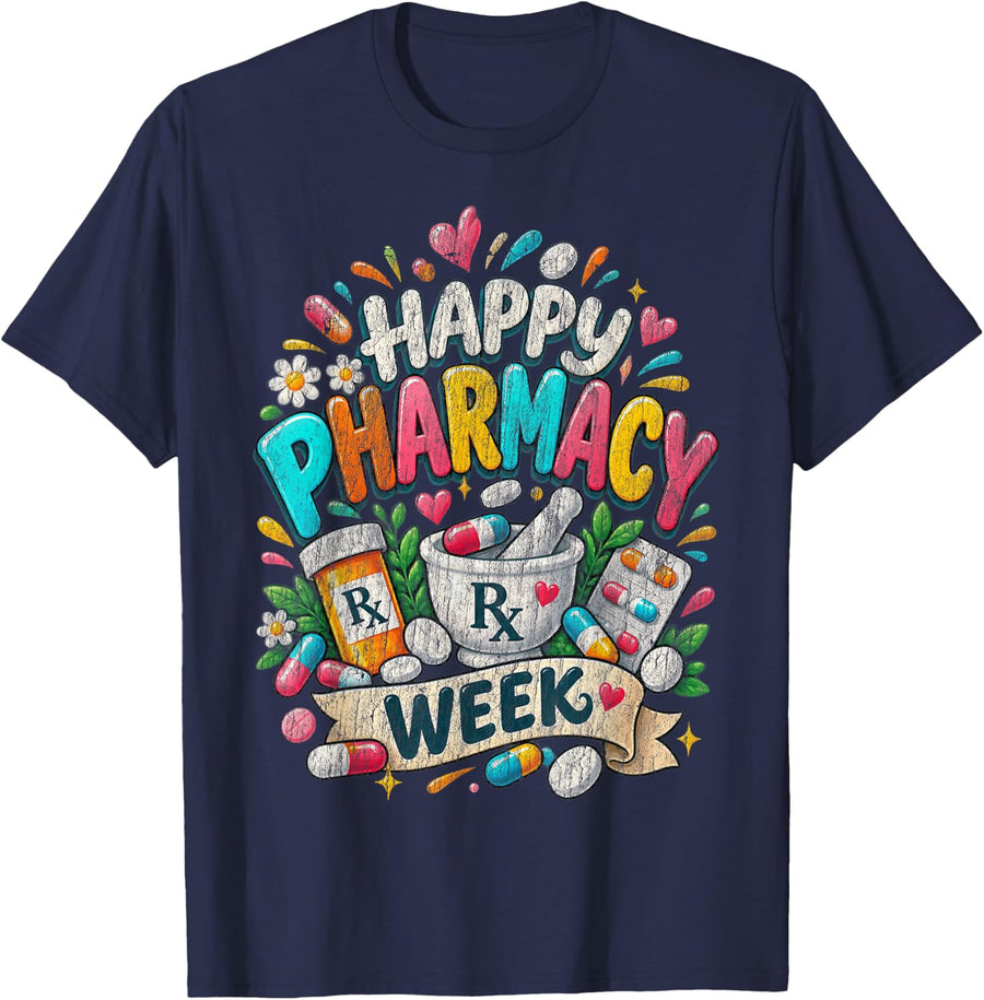Happy Pharmacy Week Pharmacy Technician T-Shirt - Navy Blue