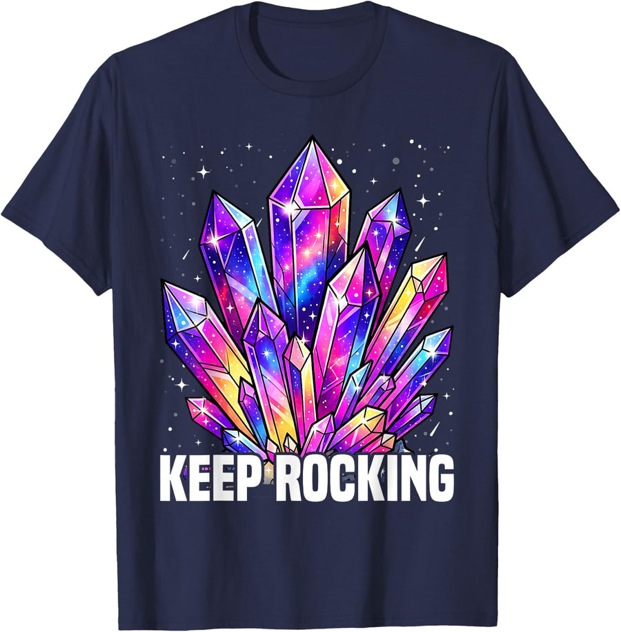 Colorful Rock Collector Earth Scientist Funny Geology T-Shirt - Navy Blue