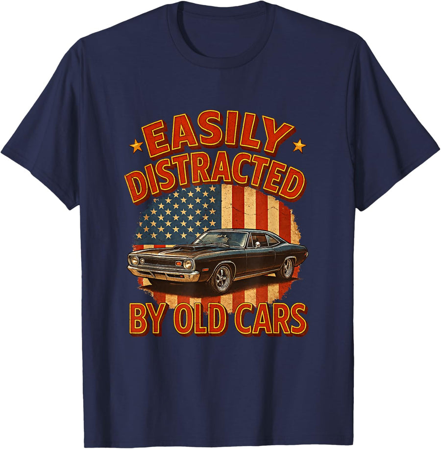 Funny Vintage T-Shirt - Navy Blue