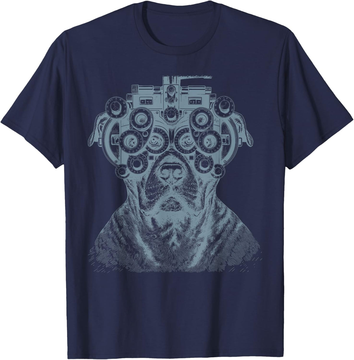 Pitbull at the Optometrist Optometry Technician Dog Lover T-Shirt - Navy Blue