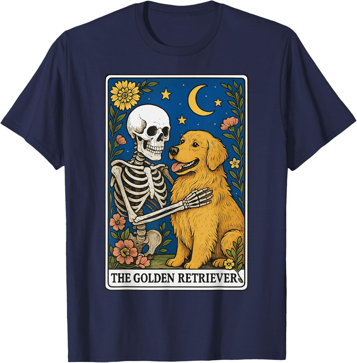 The Golden Retriever Tarot Card T-Shirt - Navy Blue