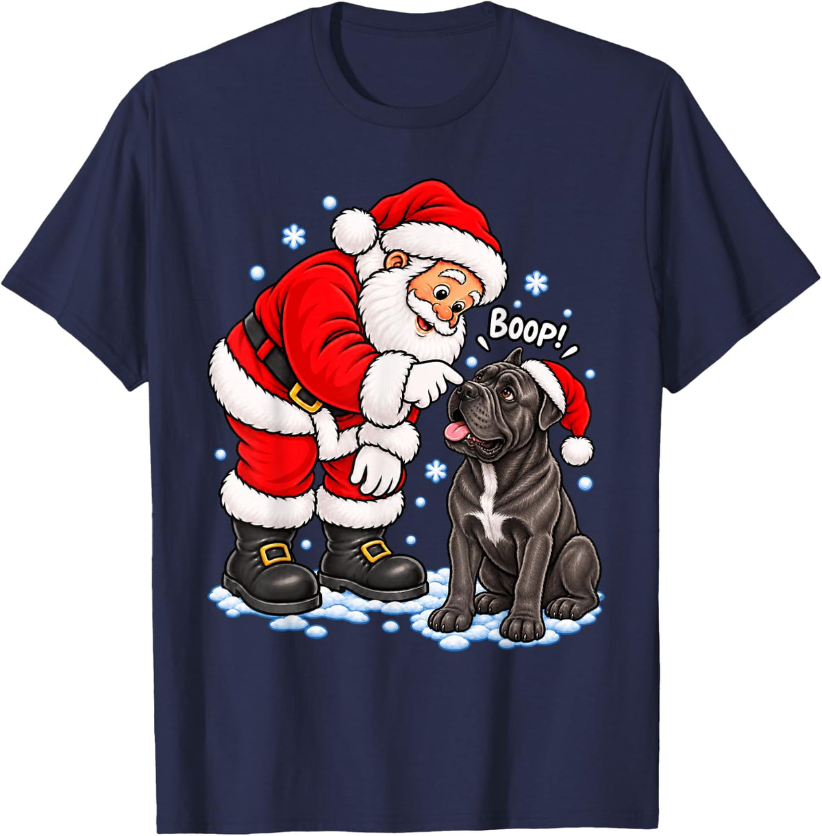 Funny Cane Corso Boop Santa Christmas T-Shirt - Navy Blue