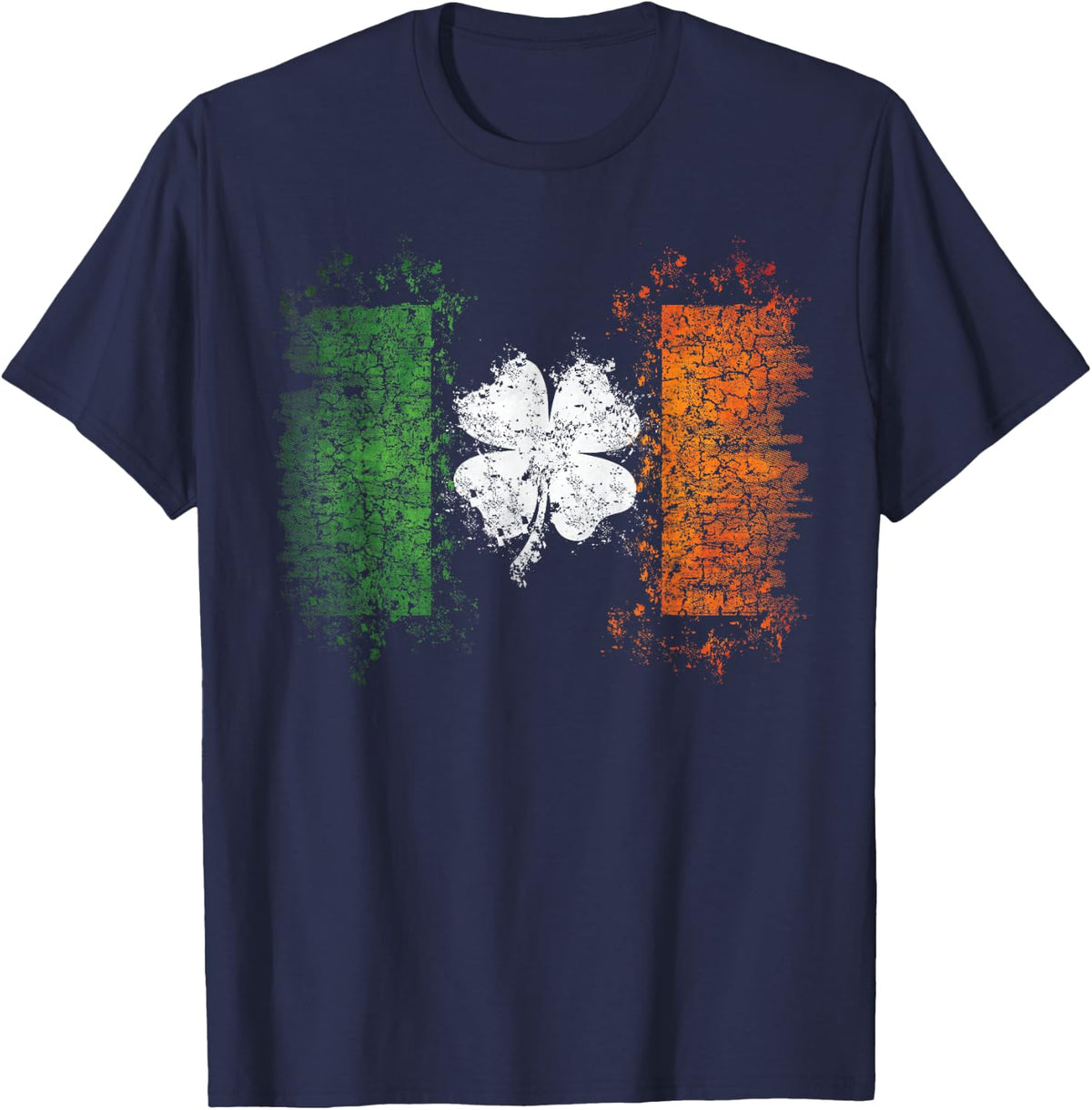 Irish flag Distressed Shamrock ST Patrick's Day T shirt gift T-Shirt - Navy Blue