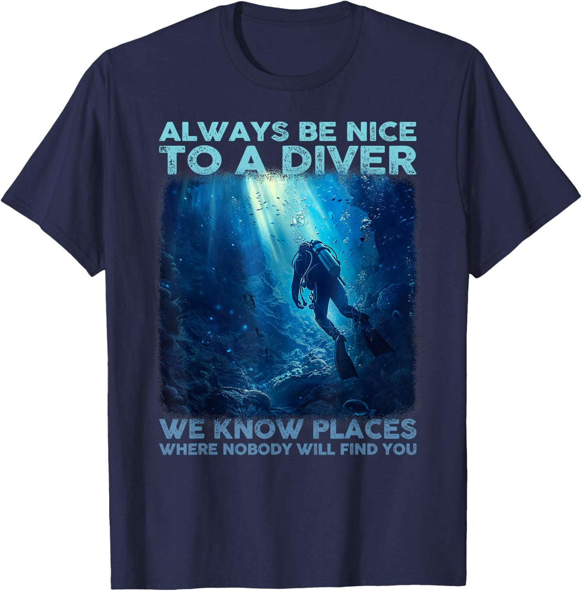 Diver Scuba Diving T-Shirt - Navy Blue