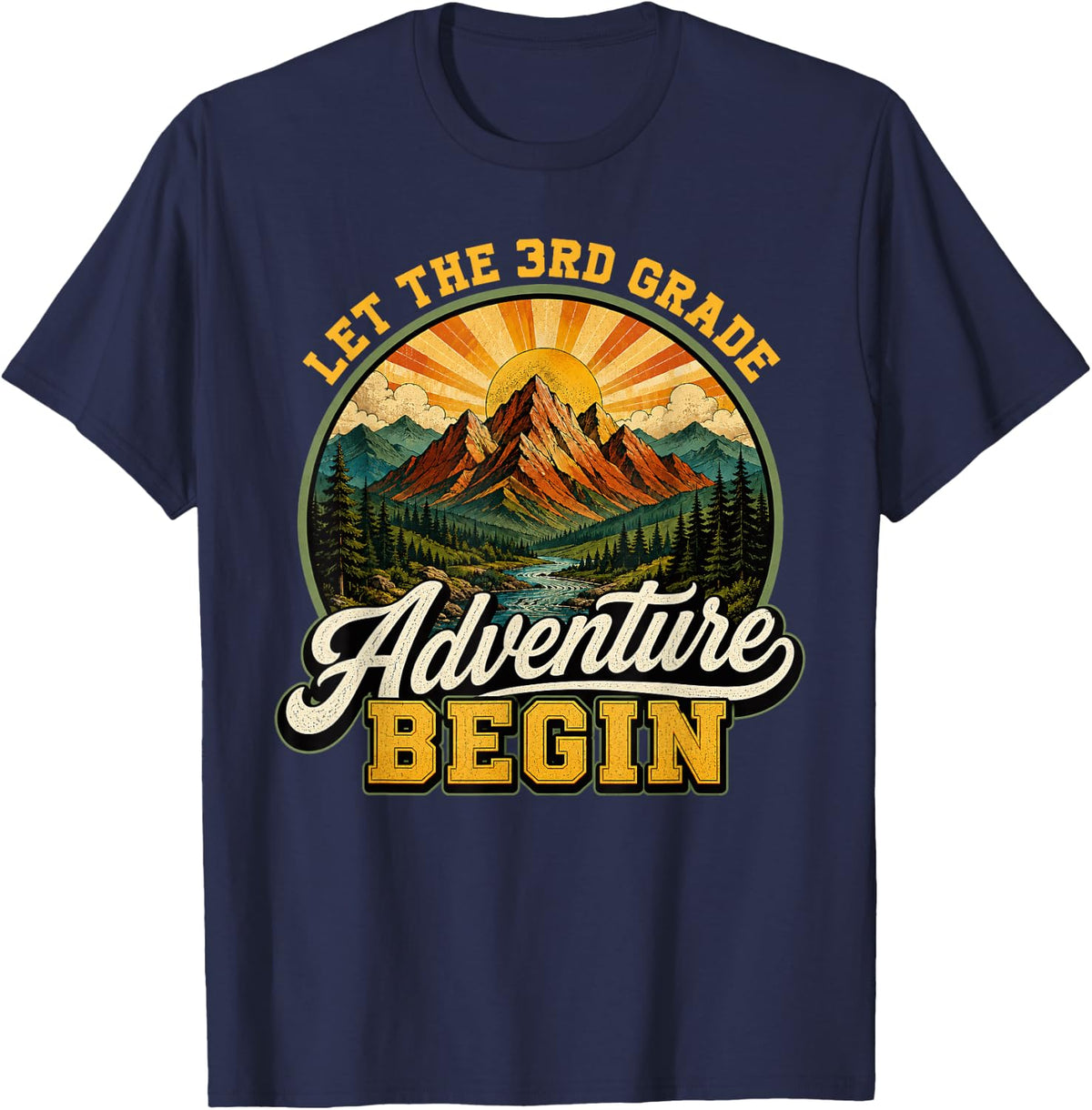 Back to School Let The 3rd Grade Adventure Begin Kids T-Shirt - Navy Blue