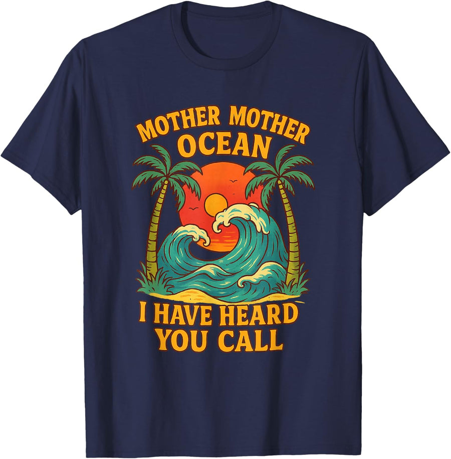 Mother Mother Ocean I Have Heard You Call Retro tee T-Shirt - Navy Blue