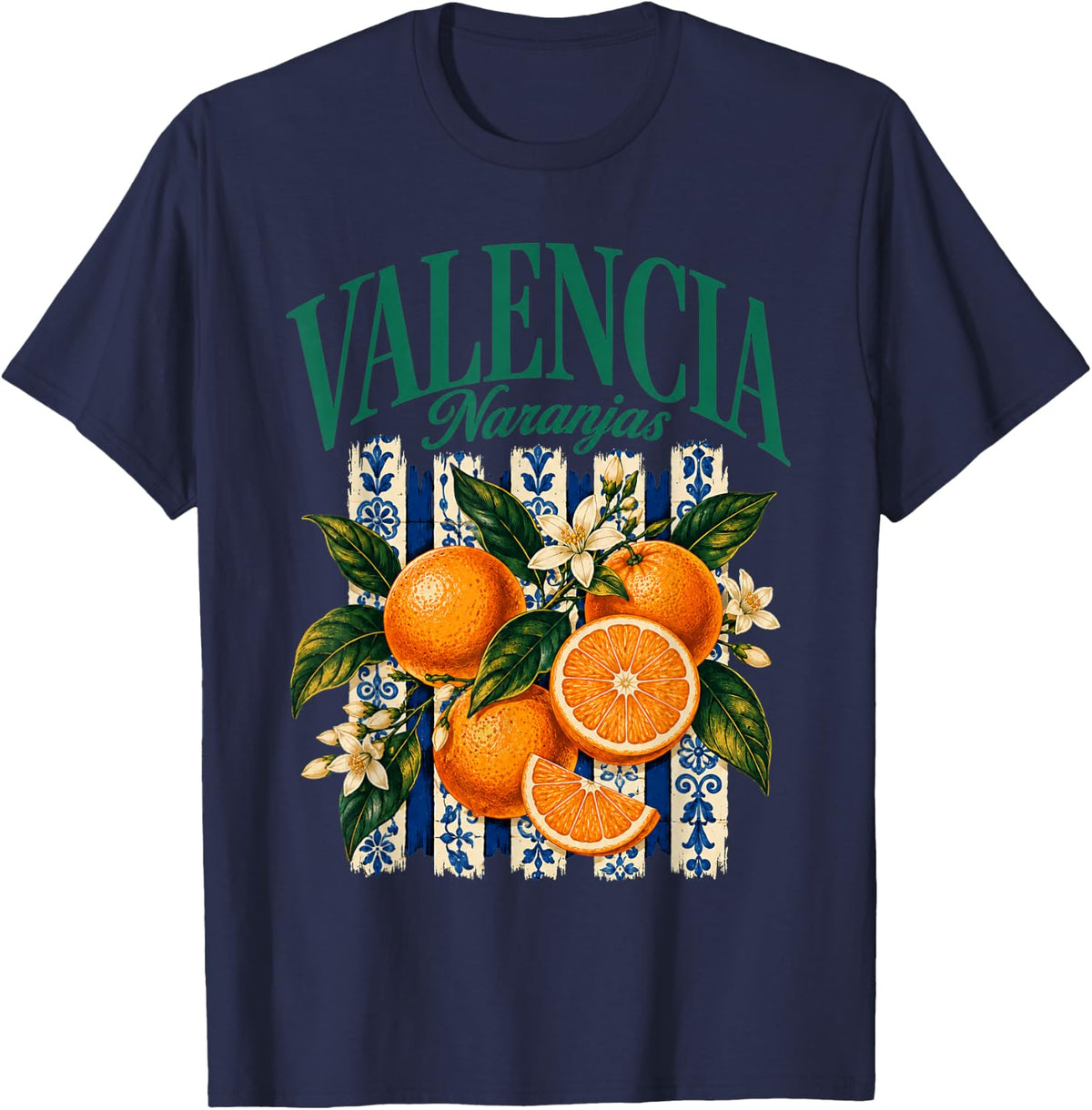 Valencia Spain Naranjas España Citrus Oranges Fruit Market T-Shirt - Navy Blue