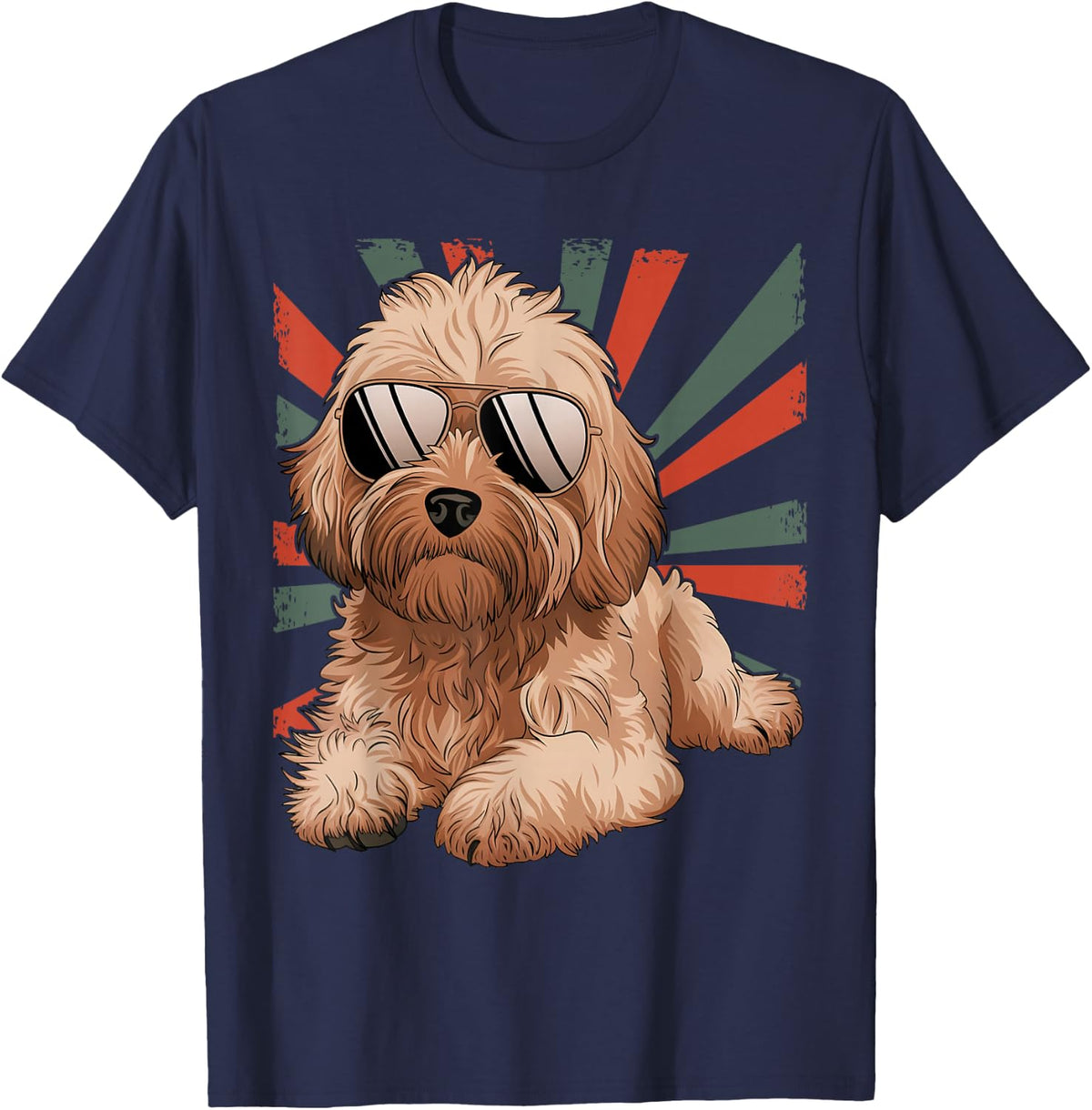Cute Cavapoo Sunglasses Dog Graphic T-Shirt - Navy Blue