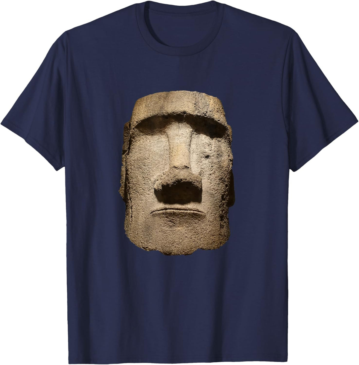 Easter Island Moai Statue Monolith World Mystery T-Shirt - Navy Blue
