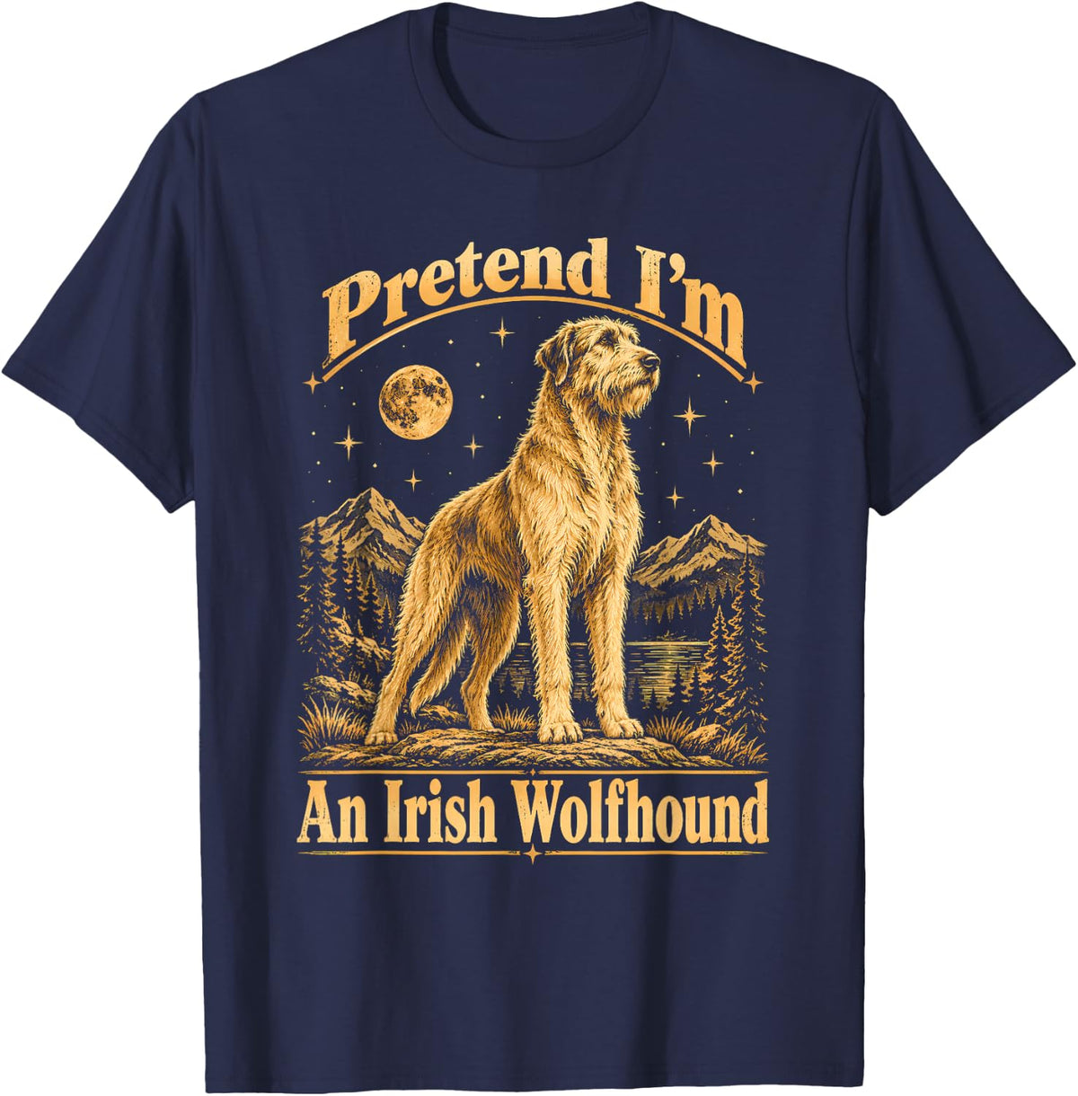 Pretend I'm an Irish Wolfhound Astronomy Dog T-Shirt - Navy Blue