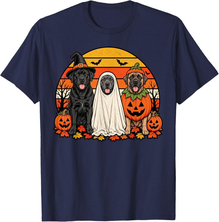 Spooky Cane Corso Pumpkin Ghost Halloween Dog Lover T-Shirt - Navy Blue