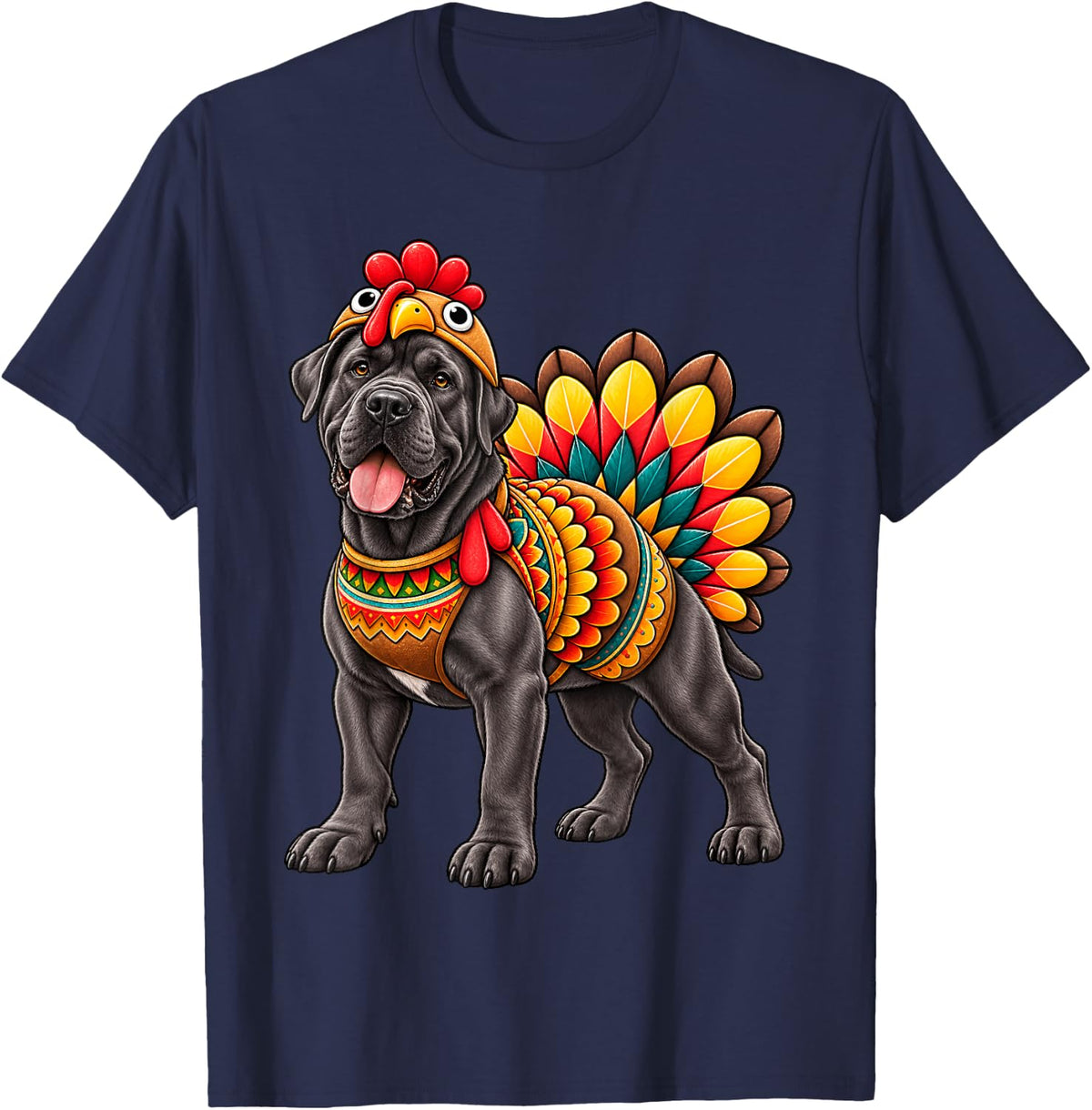 Funny Cane Corso Turkey Costume Thanksgiving Dog Lover T-Shirt - Navy Blue