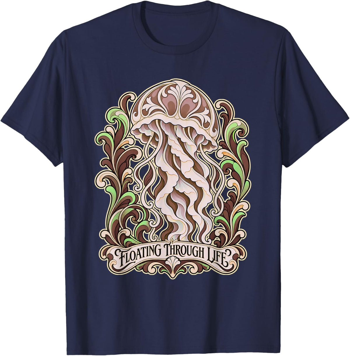 Jellyfish Lover Marine Biology T-Shirt - Navy Blue