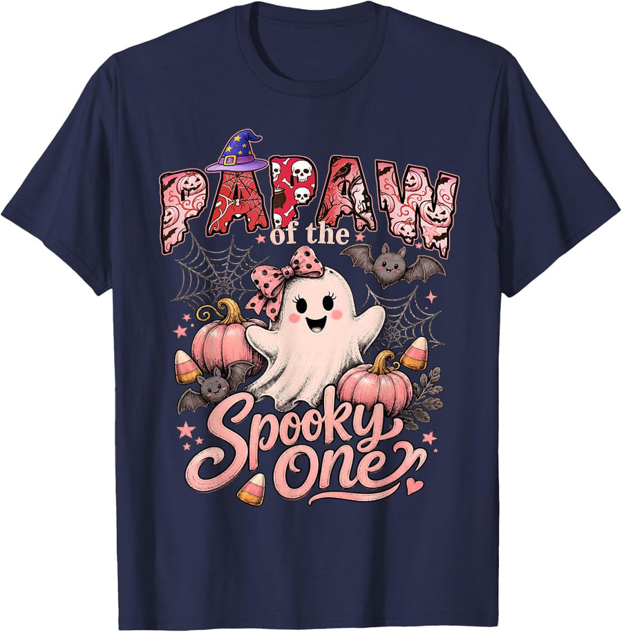 Grandpa Papaw of The Spooky One 1st Boo Day T-Shirt - Navy Blue