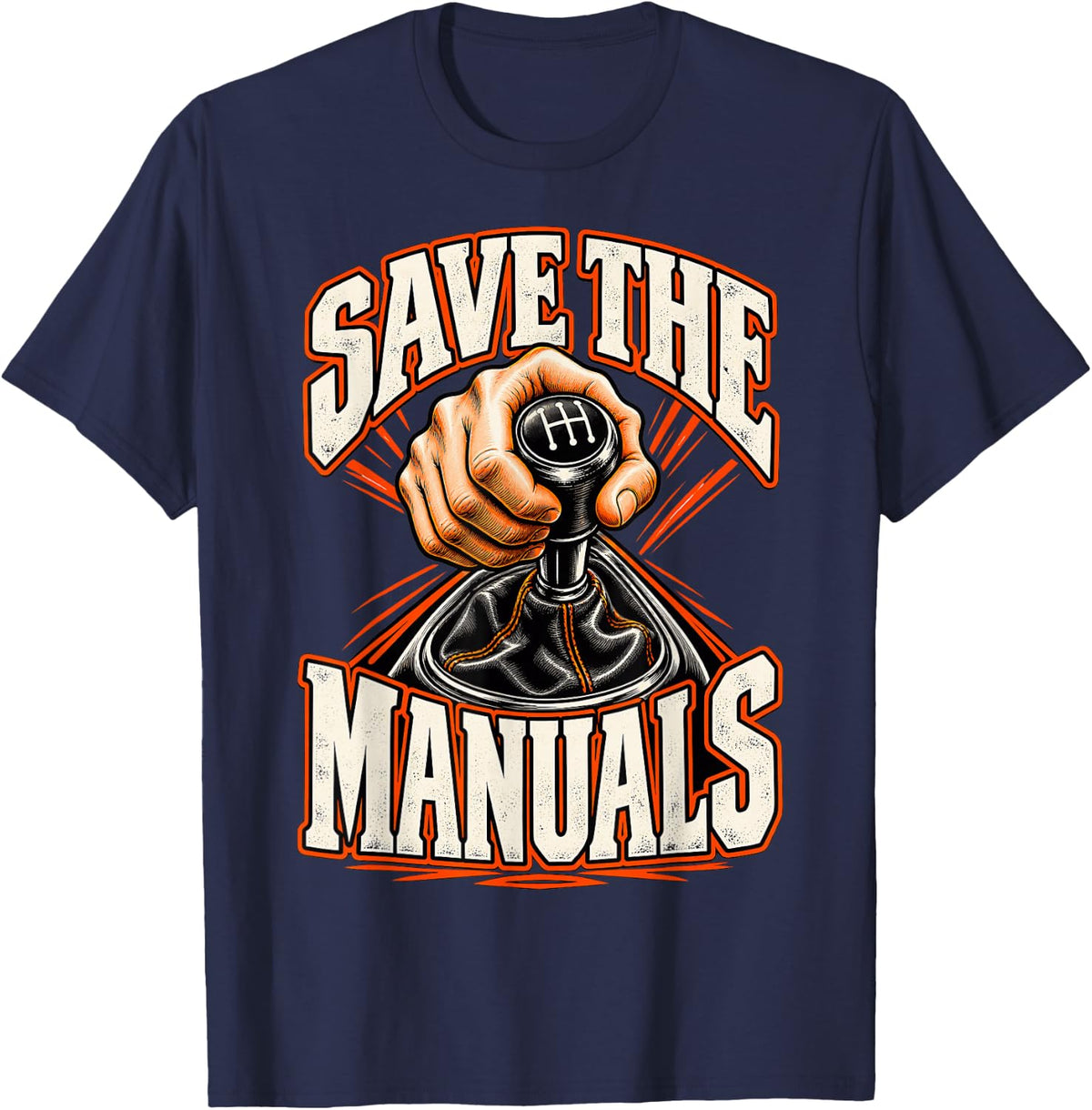 Save The Manuals Funny Car Guy Car Enthusiast T-Shirt - Navy Blue