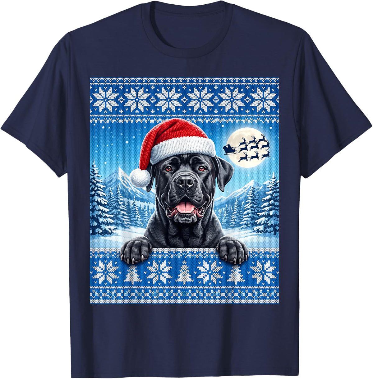 Black Cane Corso Dog T-Shirt - Navy Blue