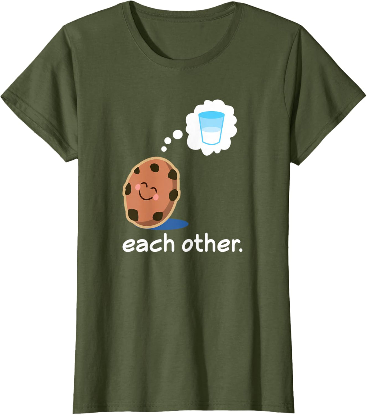 Couples Matching Cookie And Milk Valentine Gift T-shirt T-Shirt - Olive Green